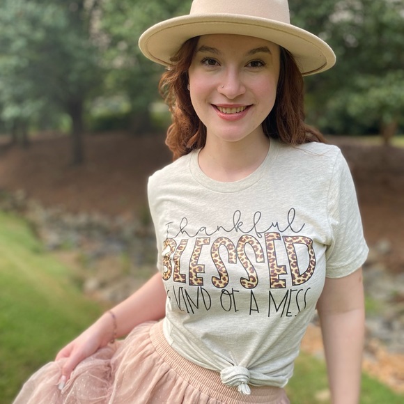 BELLA CANVAS Thankful Blessed & kind of a Mess Tee - Picture 5 of 6